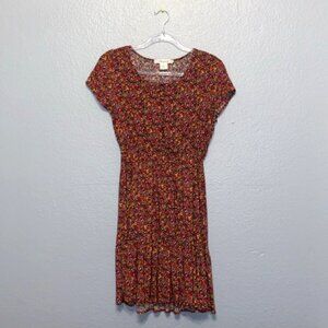 Women's Black Floral Mini Summer Dress | Size Medium